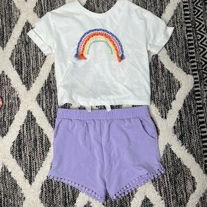 Nwot btween Lavender Shorts and White Top Set size 6